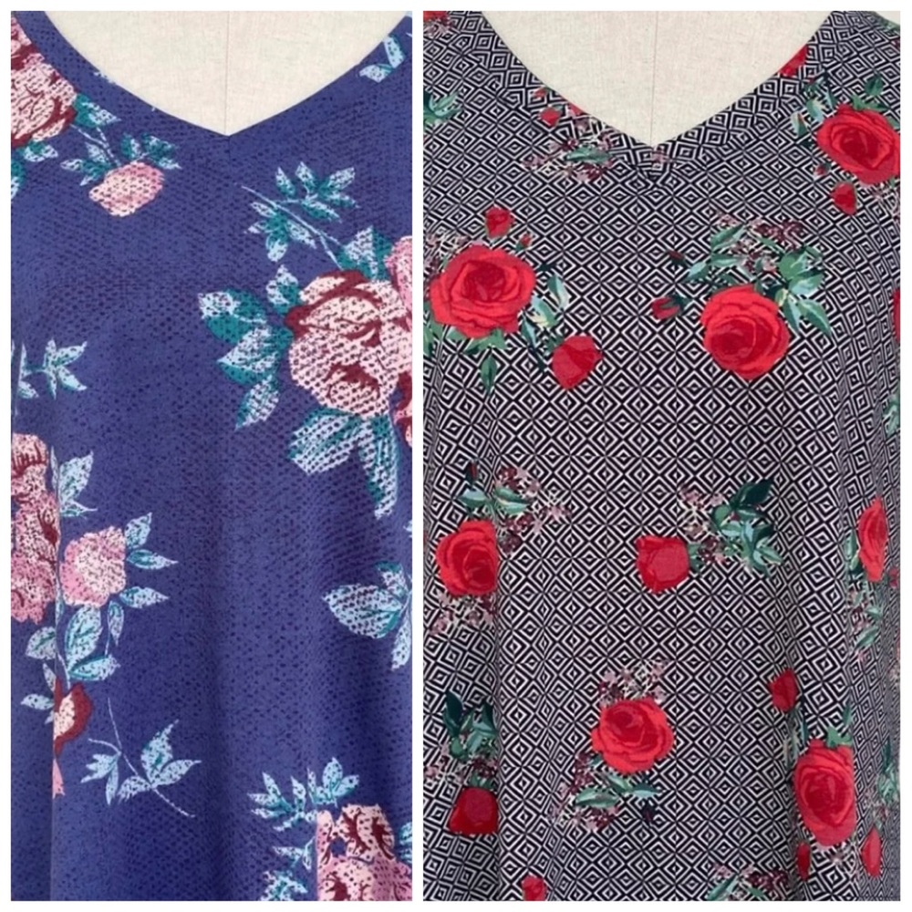 2 LuLaRoe floral v neck t-shirt Christy T’s S small